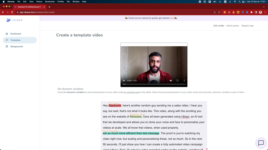 Ubique - Generate AI personalized videos at scale | AppSumo