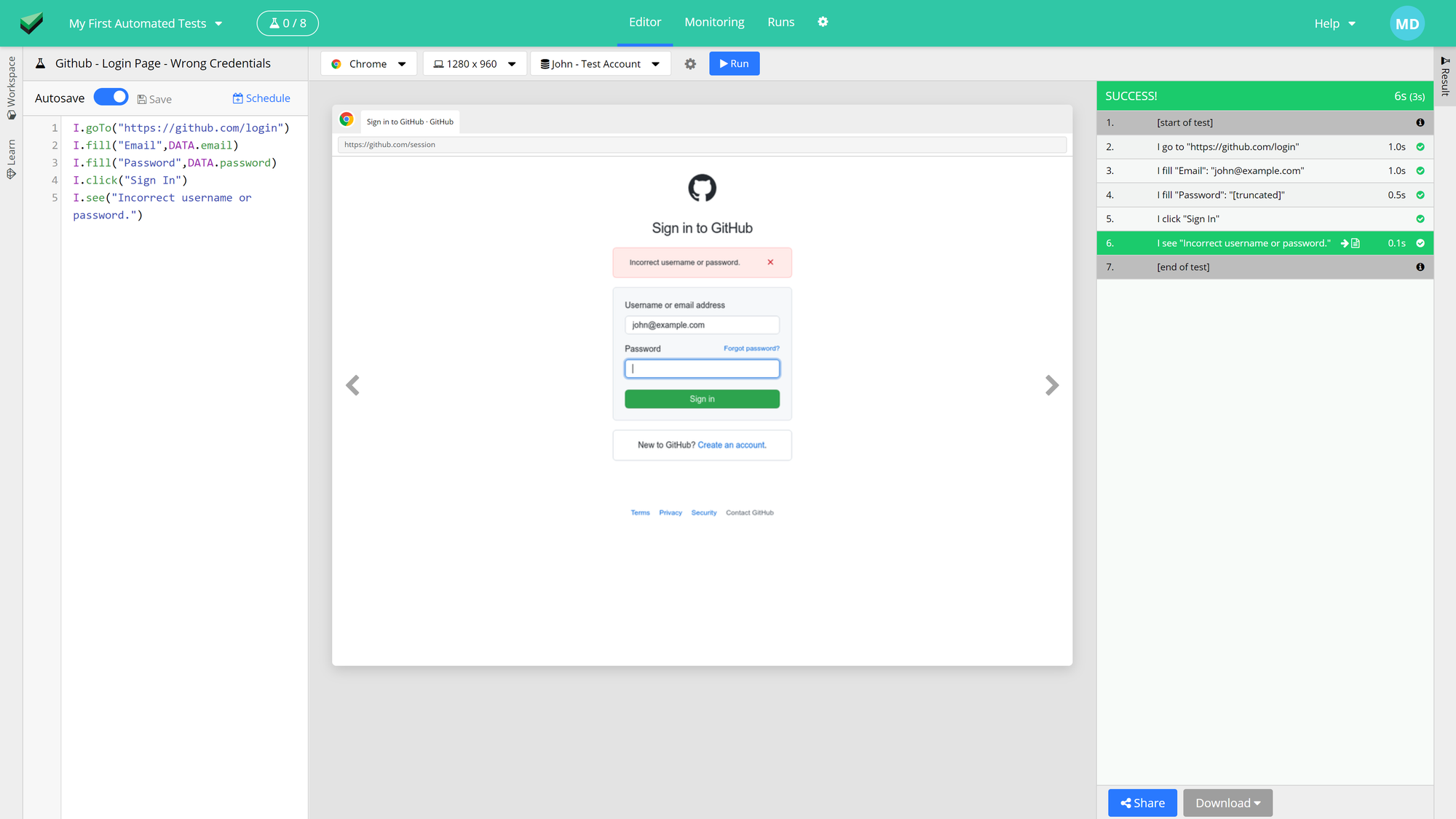 User journey tests