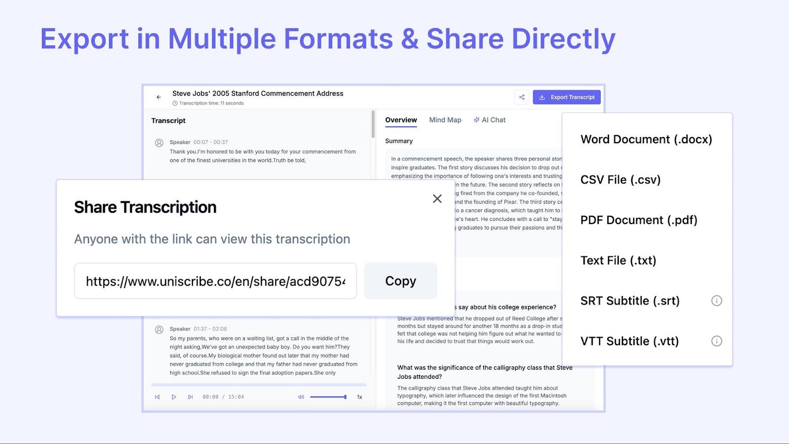 Export in multiple formats