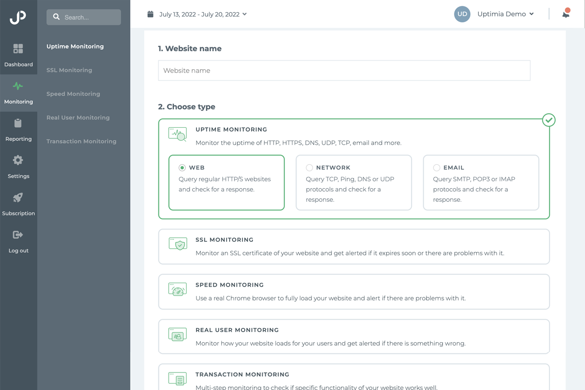 Uptime monitoring