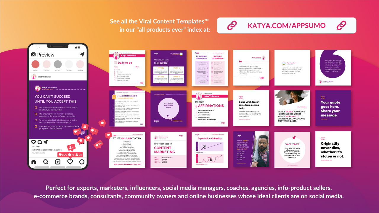 The Viral Content Templates™- 100+ Social Media Canva Templates That Are Proven To Go Viral
