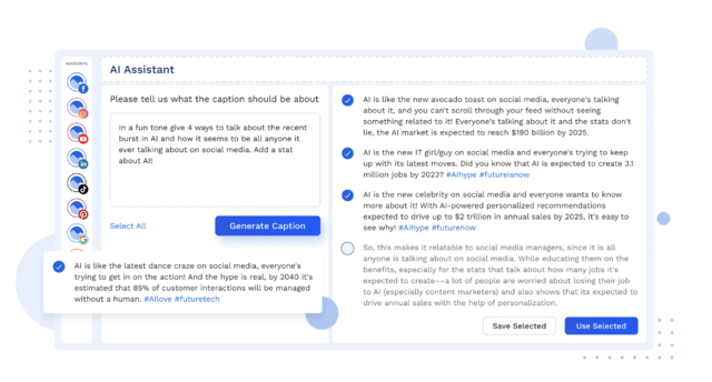 Scrittura di didascalie sui social media AI