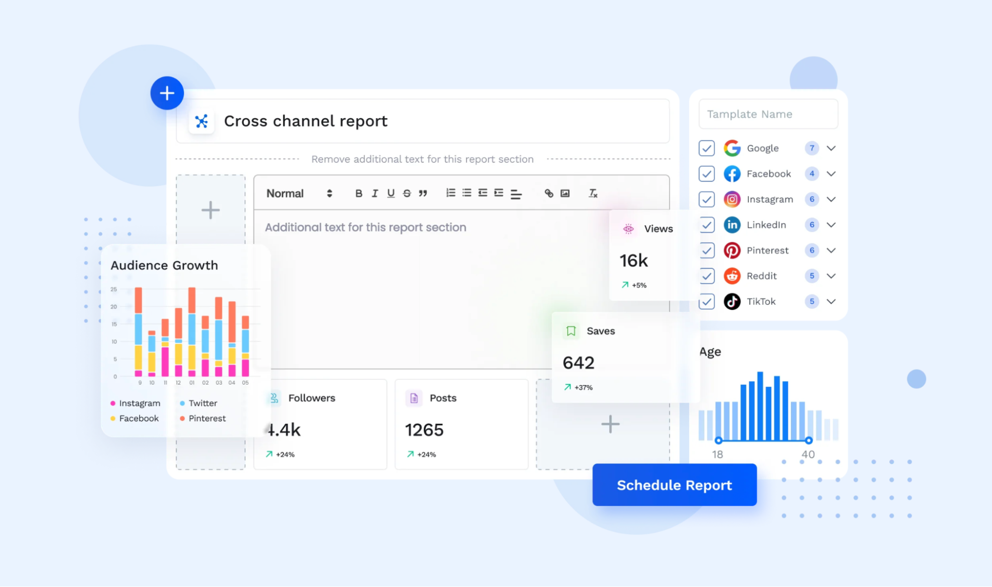 Social media cross-channel reporting