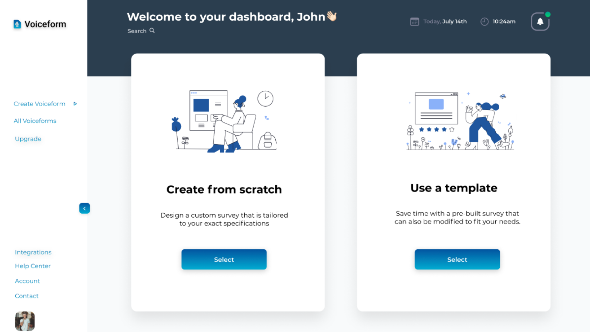 Voiceform dashboard