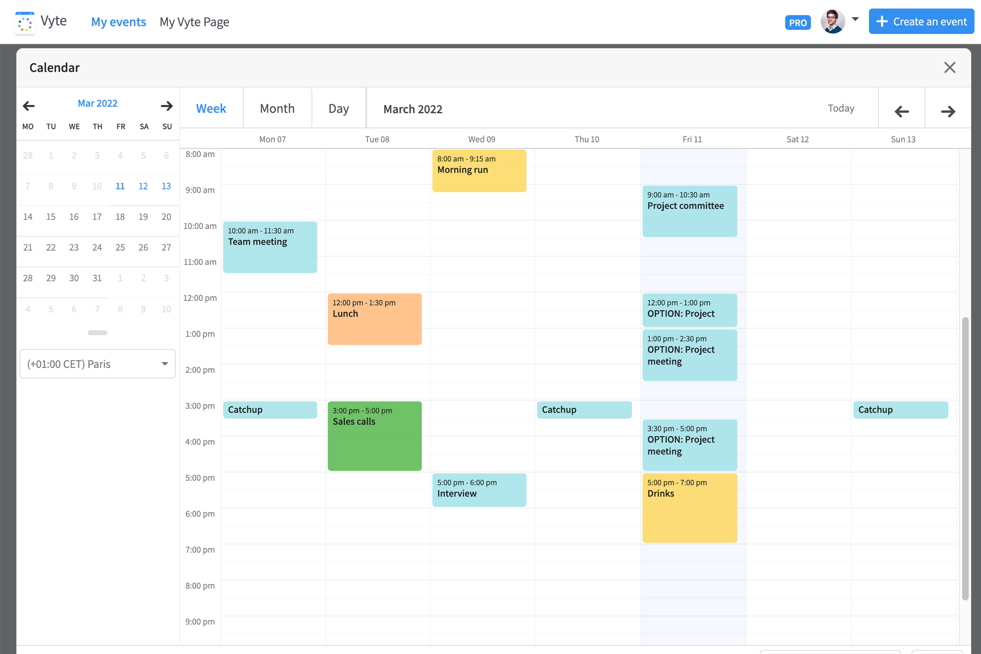 Calendar view