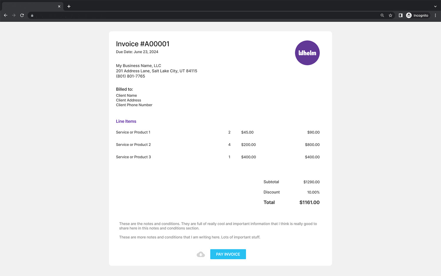 Custom invoices