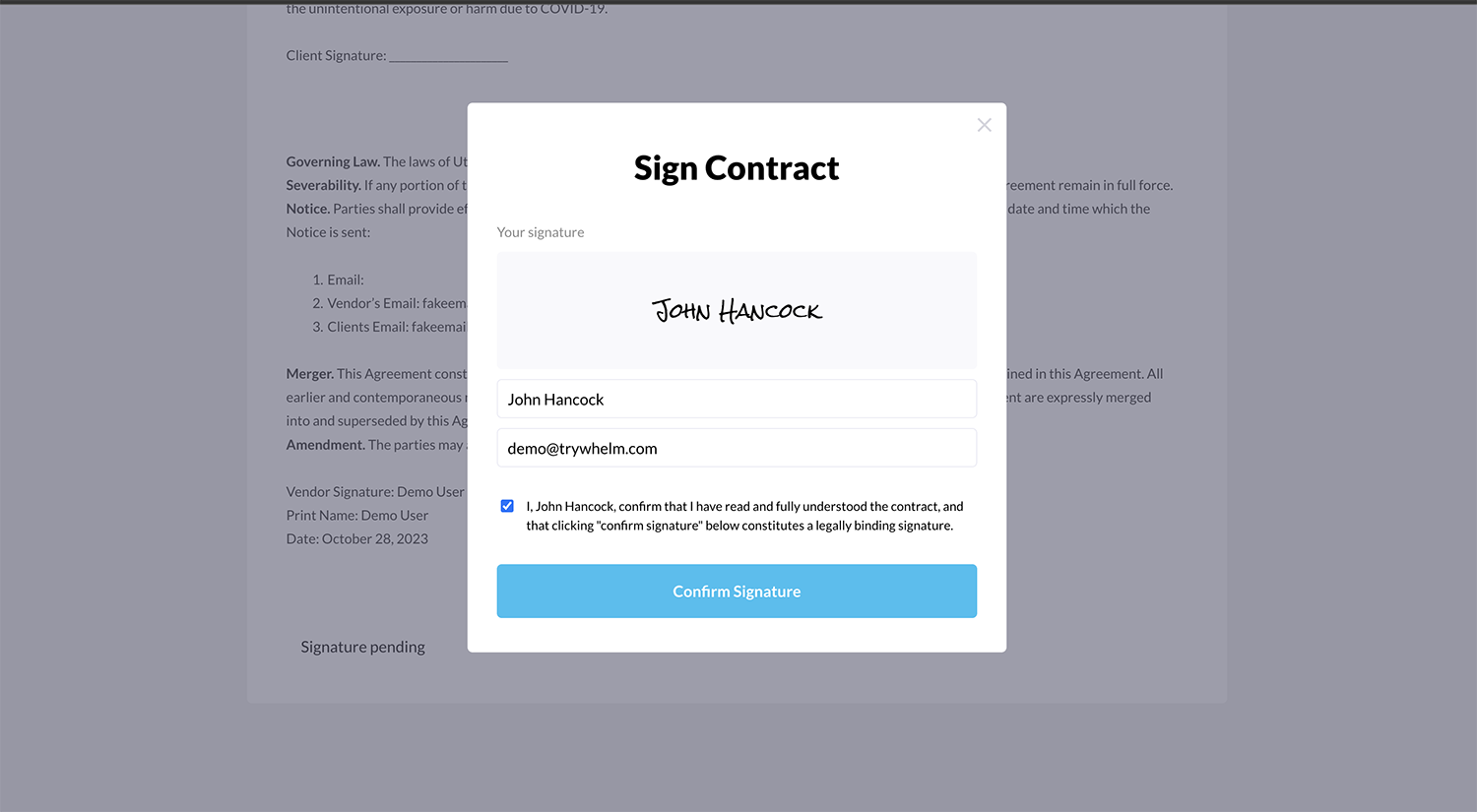 Legal contract template