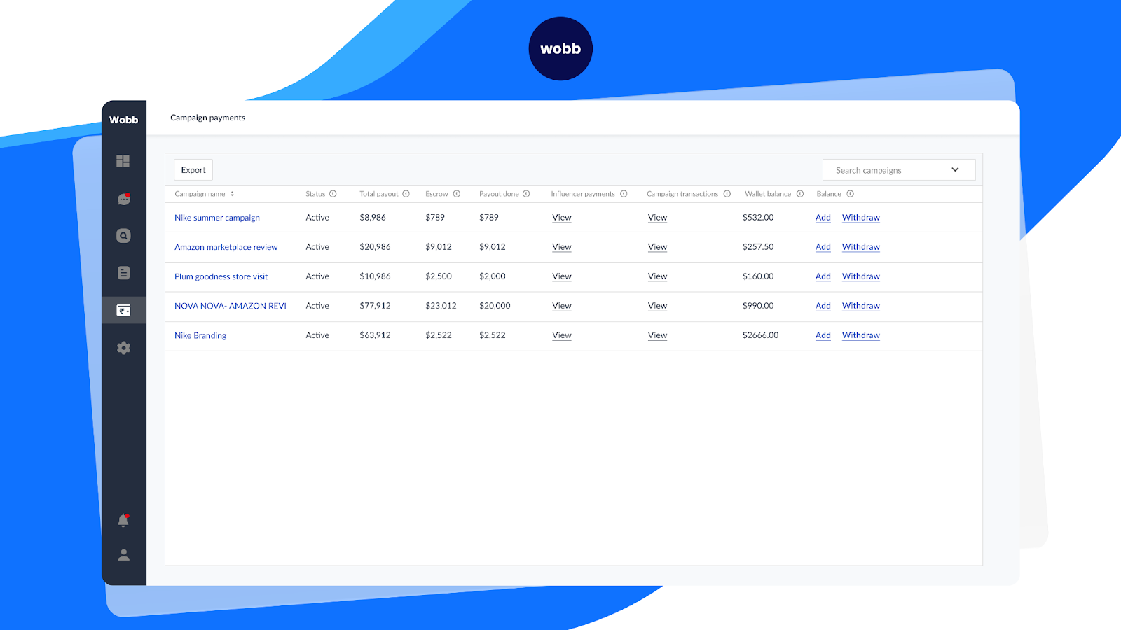 Payments dashboard