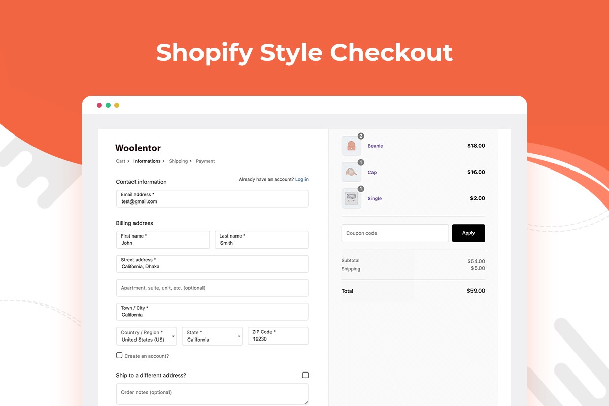 Shopify-style checkout