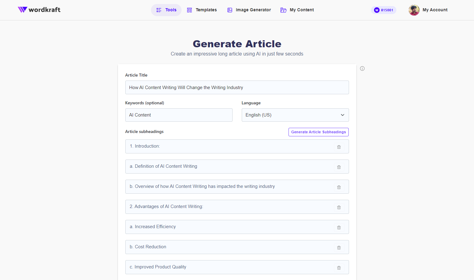 Article generator