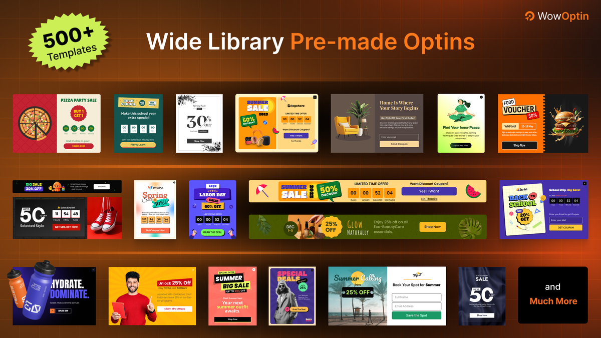 Access a robust pop-up template library