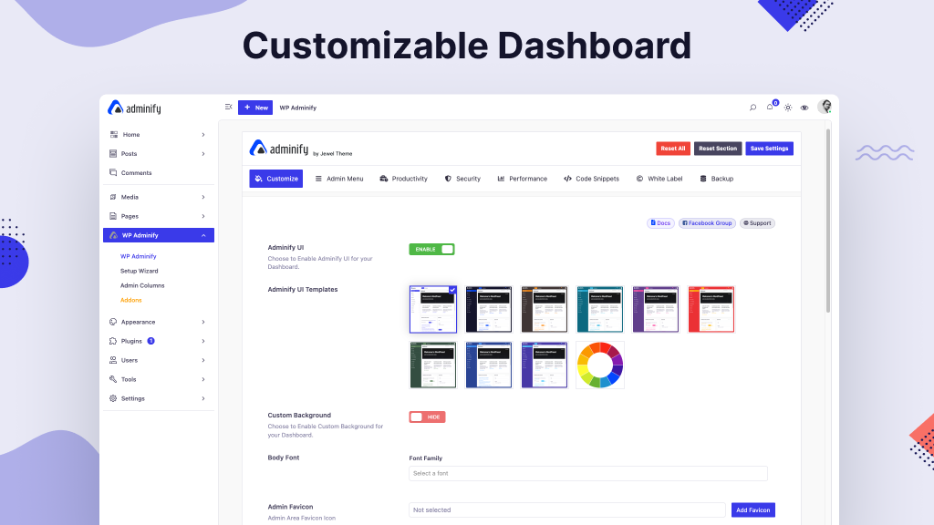 Custom WordPress dashboard