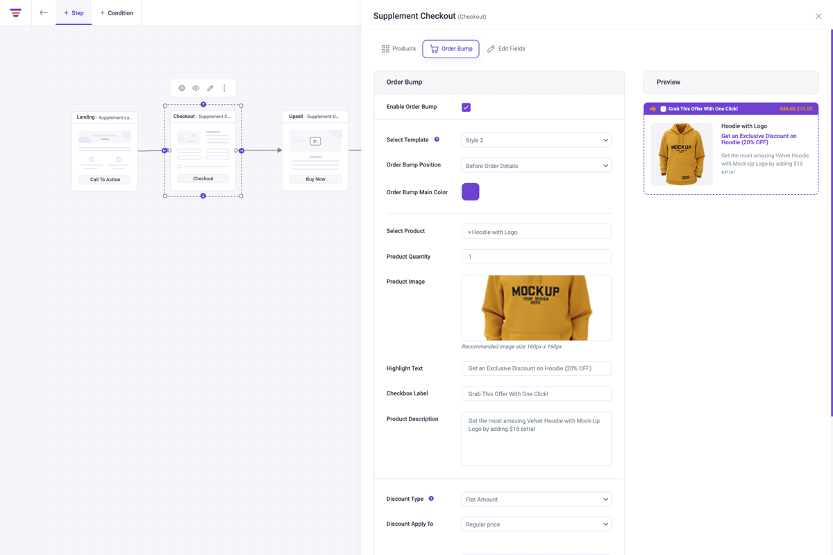 Sales funnel with order bump