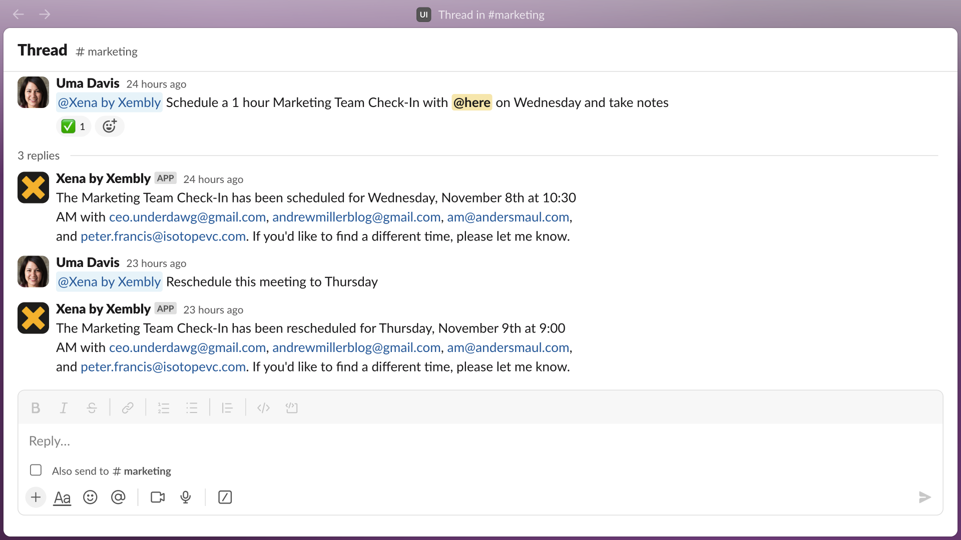 Schedule meetings on Slack