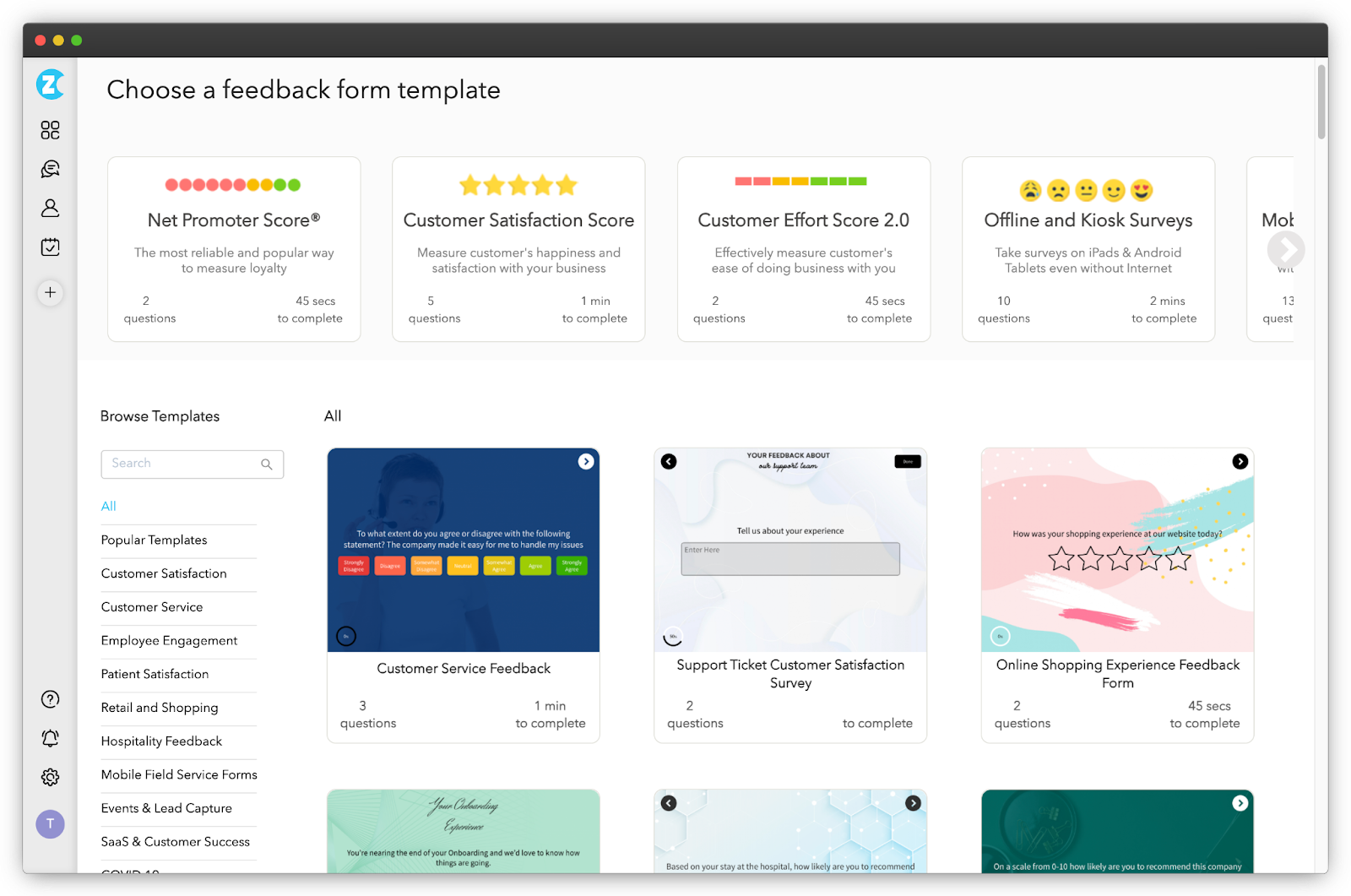 Feedback template picker